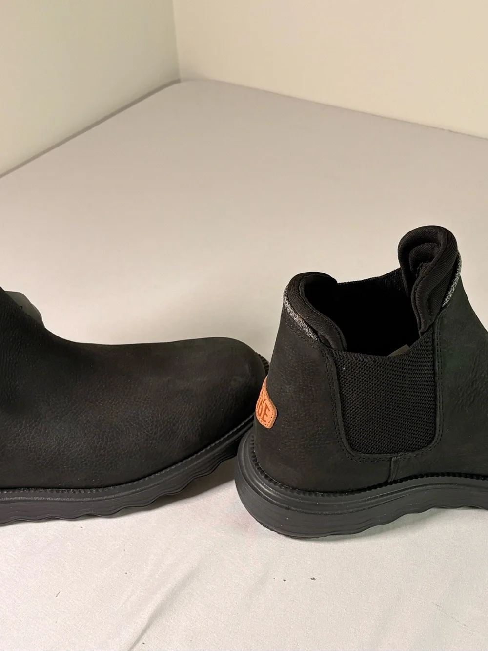 Black Leather Slip-On Boots - Classic Work Style